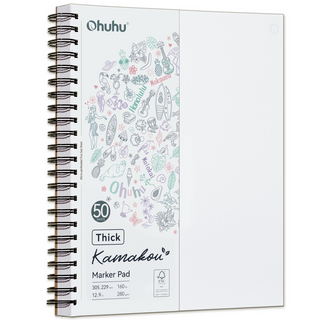 Ohuhu Heavyweight Bleedproof Double-Sided Marker Pad, Spiral-Bound - Kamakou