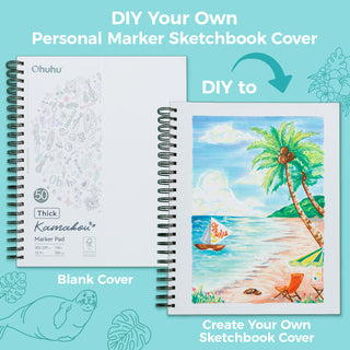 Ohuhu Heavyweight Bleedproof Double-Sided Marker Pad, Spiral-Bound - Kamakou