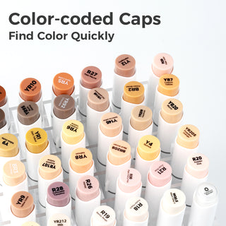 Ohuhu Honolulu 36 Skin Tone Colors Dual Tips Portrait Alcohol Art Markers (New Version)