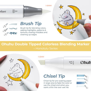 Ohuhu Honolulu Colorless Blender Marker - Pack of 6 (Australia Domestic Shipping)