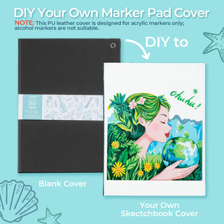 Ohuhu Bleedproof Double-Sided Marker Pad with PU Cover