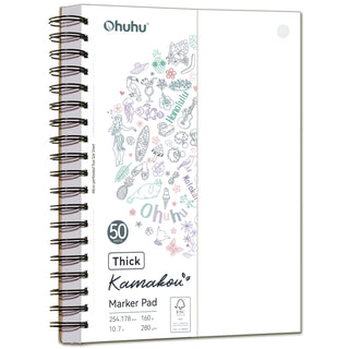 Ohuhu Heavyweight Bleedproof Double-Sided Marker Pad, Spiral-Bound - Kamakou