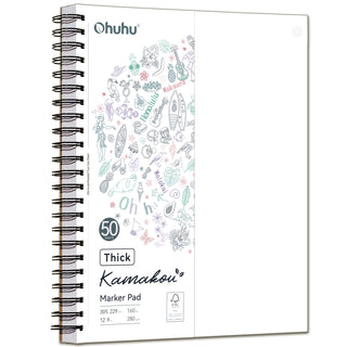 Ohuhu Heavyweight Bleedproof Double-Sided Marker Pad, Spiral-Bound - Kamakou