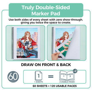 Ohuhu Bleedproof Double-Sided Marker Pad, Spiral-Bound