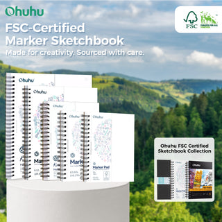 Ohuhu Bleedproof Double-Sided Marker Pad, Spiral-Bound