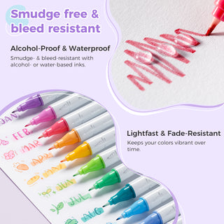 Ohuhu Colored Fineliner & Brush Pens, 12 Colors