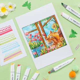 Ohuhu Kaala Slim Broad and Fine Dual Tips Alcohol Art Markers- 60 Colors Landscape Tone