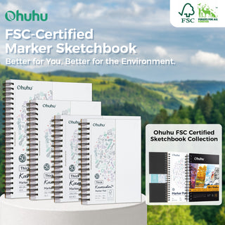 Ohuhu Heavyweight Bleedproof Double-Sided Marker Pad, Spiral-Bound - Kamakou