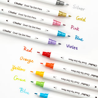 Ohuhu 24 Colors Water-base Calligraphy Brush & Dot Marker Pens