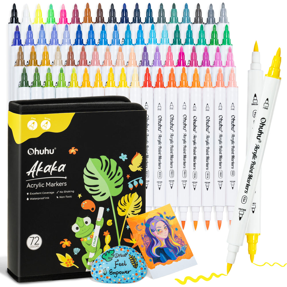 Ohuhu Acrylic Paint Markers Cotton-core 72 Colors - Akaka