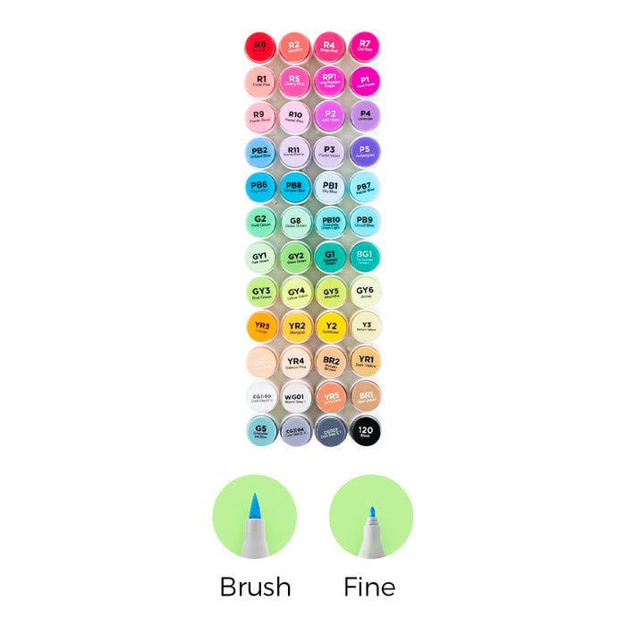 Ohuhu brush/fine alcohol markers, 48 - product photograph