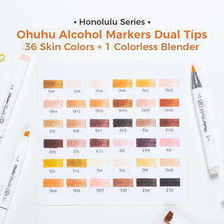 Ohuhu Honolulu 36 Skin Tone Colors Dual Tips Portrait Alcohol Art Markers