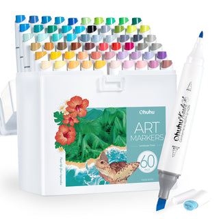 Ohuhu Kaala Slim Broad and Fine Dual Tips Alcohol Art Markers- 60 Colors Landscape Tone
