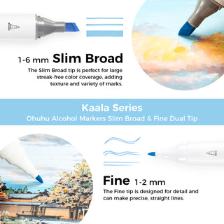 Ohuhu Kaala Dual Tips Alcohol Art Markers- 60 Colors Landscape Tone