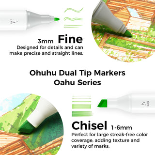Ohuhu Oahu 60 Colors Dual Tips Alcohol Art Markers, Fine & Chisel (Australia Domestic Shipping)