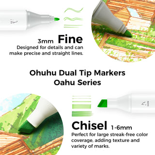 Ohuhu Oahu 100 Colors Dual Tips Alcohol Art Markers, Fine & Chisel (Australia Domestic Shipping)