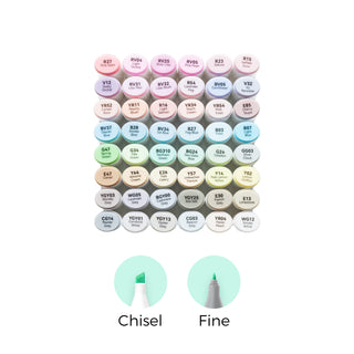Ohuhu Oahu 48 Pastel Colors Dual Tips Alcohol Art Markers, Fine & Chisel (Australia Domestic Shipping)