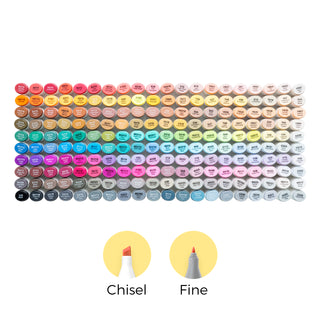 Ohuhu Oahu 200 Colors Dual Tips Alcohol Art Markers, Fine & Chisel
