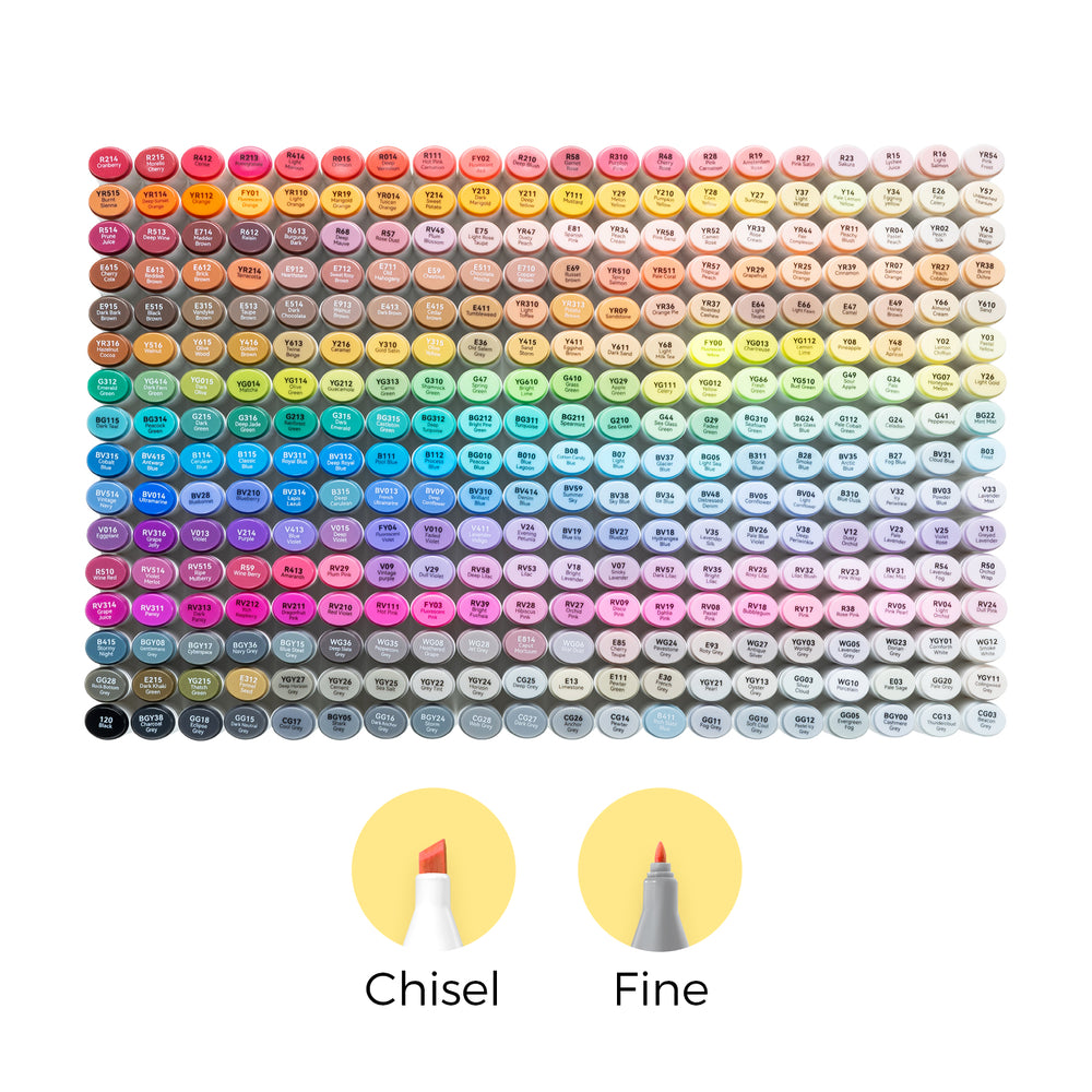 Ohuhu Oahu 320 Colors Dual Tips Alcohol Art Markers, Fine & Chisel (New Version)