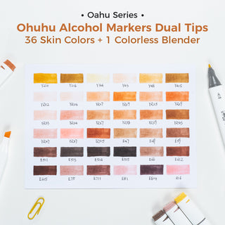 Ohuhu Oahu 36 Skin Tone Colors Dual Tips Alcohol Art Markers, Fine & Chisel