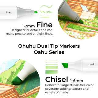 Ohuhu Oahu 80 Colors Dual Tips Alcohol Art Markers, Fine & Chisel