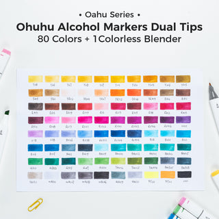 Ohuhu Oahu 80 Colors Dual Tips Alcohol Art Markers, Fine & Chisel