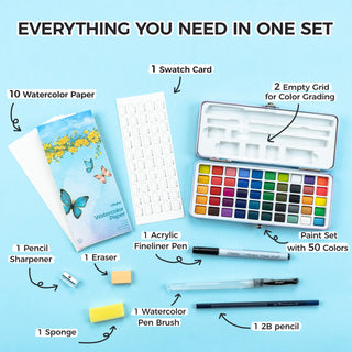 Ohuhu 50 Colors Portable Watercolor Paint Set