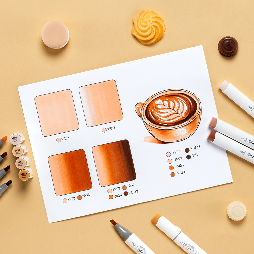 Ohuhu Honolulu S 24 Skin Tone Colors Dual Soft Tips Alcohol Art Markers, Brush & Soft Chisel