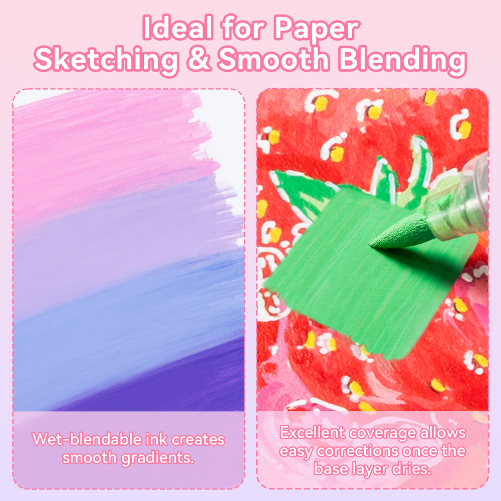 Ohuhu 24 Colors Brush & Bullet Automatic Ink Control Acrylic Markers - Waimoku