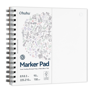 Ohuhu Bleedproof Double-Sided Marker Pad, Spiral-Bound