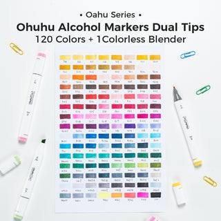 Ohuhu Oahu 120 Colors Dual Tips Alcohol Art Markers, Fine & Chisel