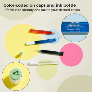 Ohuhu Marker Ink R210 / R393 / R1 Refill for Alcohol marker